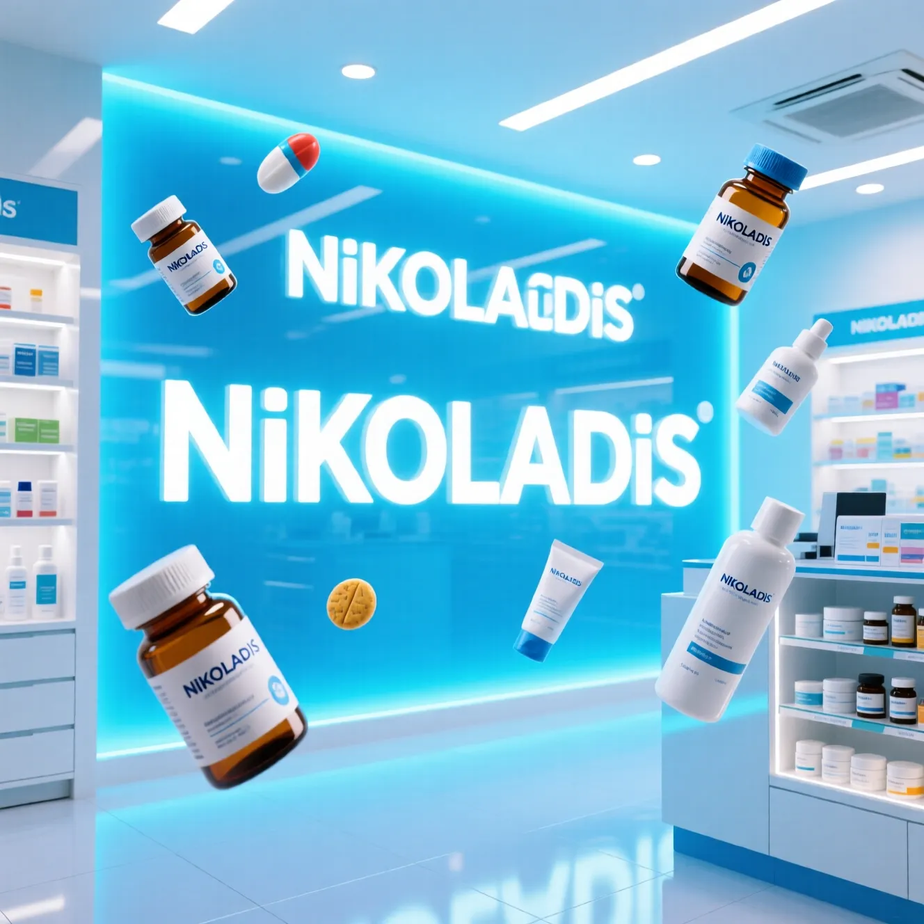 Επιγραφή φαρμακείου Nikolaidis